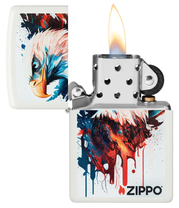Encendedor Zippo Blanco Águila Pintura Cod 46692