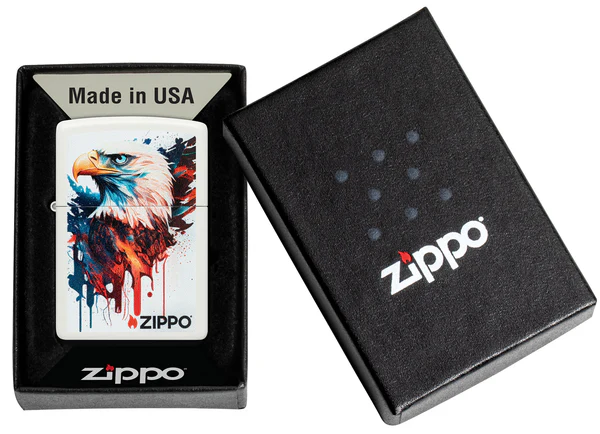 Encendedor Zippo Blanco Águila Pintura Cod 46692