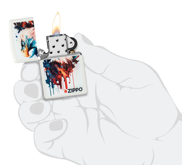 Encendedor Zippo Blanco Águila Pintura Cod 46692