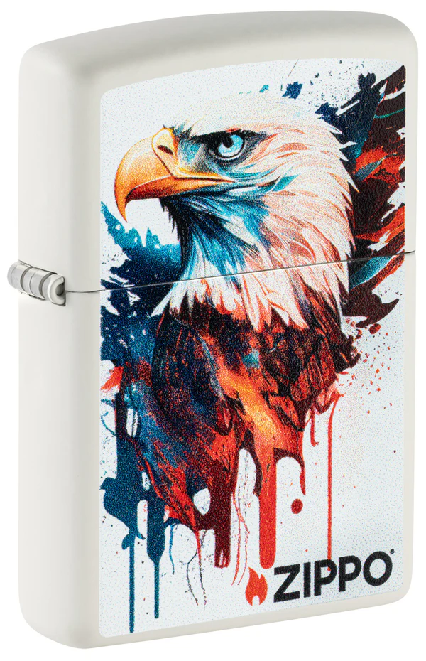 Encendedor Zippo Blanco Águila Pintura Cod 46692