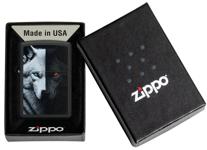 Encendedor Zippo Negro Lobo Ojos Colores Cod 46694