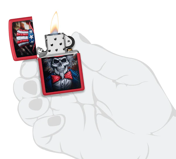 Encendedor Zippo Rojo Tío Sam Usa Calavera Cod 46696