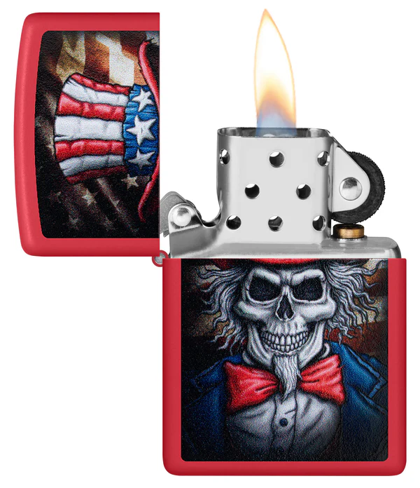 Encendedor Zippo Rojo Tío Sam Usa Calavera Cod 46696