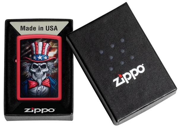 Encendedor Zippo Rojo Tío Sam Usa Calavera Cod 46696