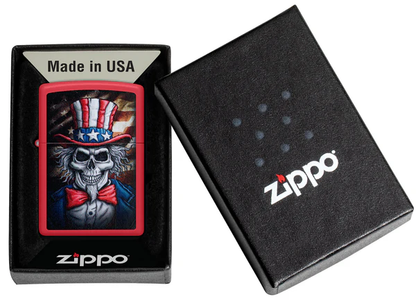 Encendedor Zippo Rojo Tío Sam Usa Calavera Cod 46696