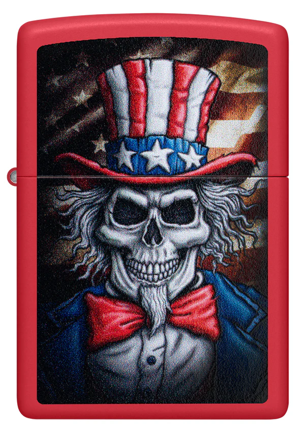 Encendedor Zippo Rojo Tío Sam Usa Calavera Cod 46696