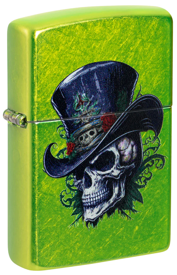 Encendedor Zippo Verde Calavera Sombrero Cod 46709