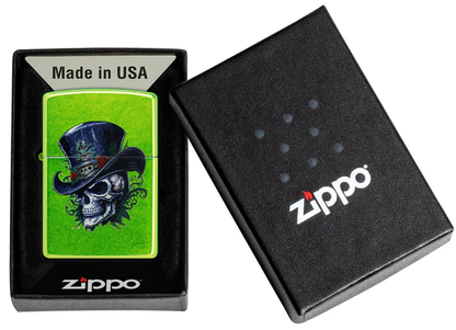 Encendedor Zippo Verde Calavera Sombrero Cod 46709