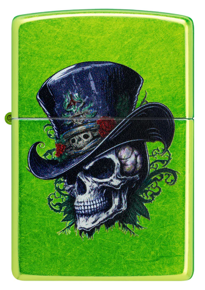 Encendedor Zippo Verde Calavera Sombrero Cod 46709
