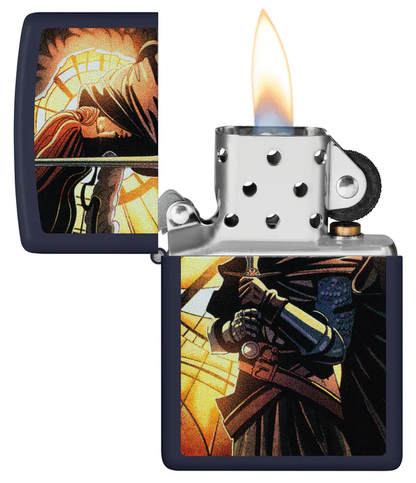 Encendedor Zippo Azul Guerrero Con Espada Cod 46833