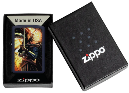 Encendedor Zippo Azul Guerrero Con Espada Cod 46833