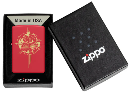 Encendedor Zippo Rojo Mate 4 Elementos Cod 46836