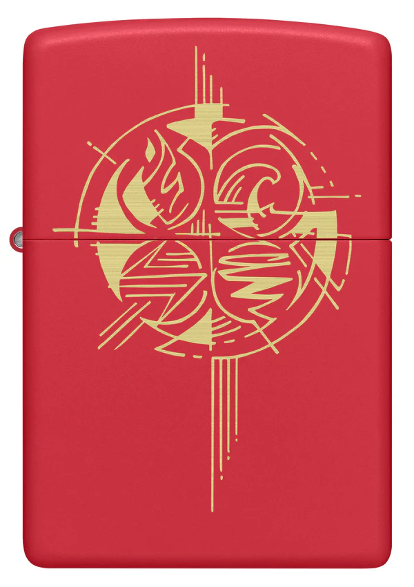 Encendedor Zippo Rojo Mate 4 Elementos Cod 46836