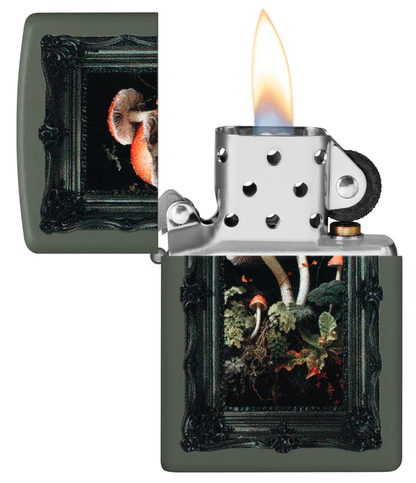 Encendedor Zippo Verde Oscuro Mate Hongos Cod 46841