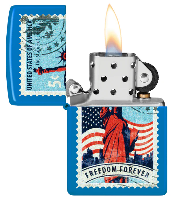 Encendedor Zippo Azul Estatua De La Libertad Cod 46842