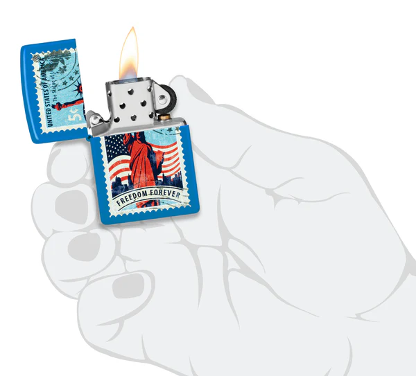 Encendedor Zippo Azul Estatua De La Libertad Cod 46842
