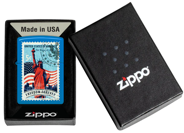 Encendedor Zippo Azul Estatua De La Libertad Cod 46842