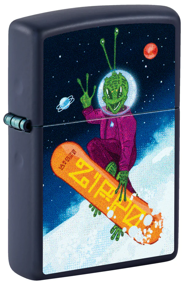 Encendedor Zippo Azul Mate Alíen Snow Board Cod 46845