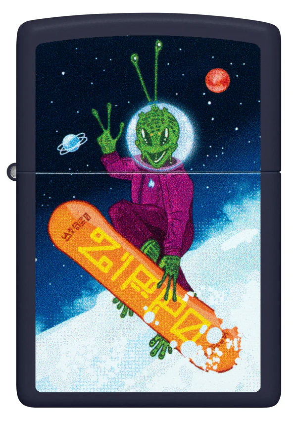 Encendedor Zippo Azul Mate Alíen Snow Board Cod 46845