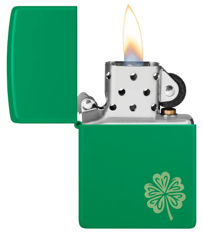 Encendedor Zippo Verde Mate Trébol Cod 46850