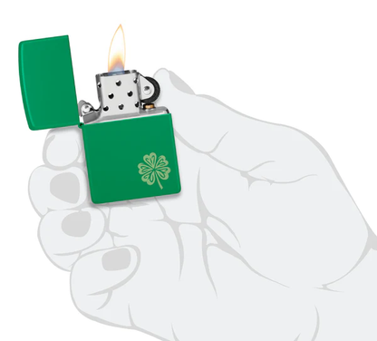 Encendedor Zippo Verde Mate Trébol Cod 46850