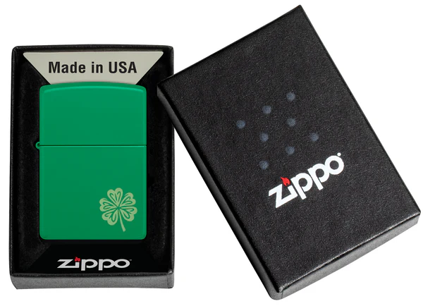 Encendedor Zippo Verde Mate Trébol Cod 46850