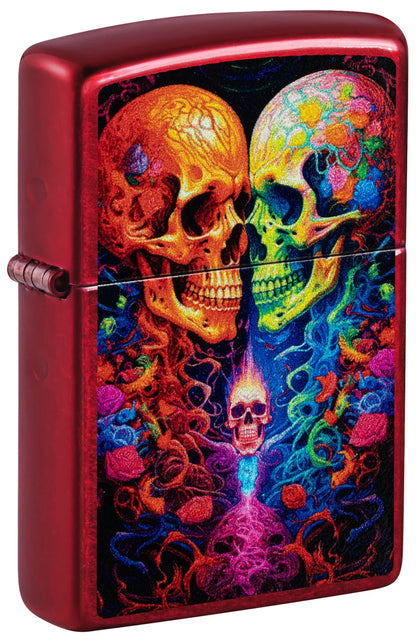 Encendedor Zippo Rojo Metalizado Calaveras 46940