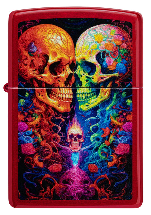 Encendedor Zippo Rojo Metalizado Calaveras 46940