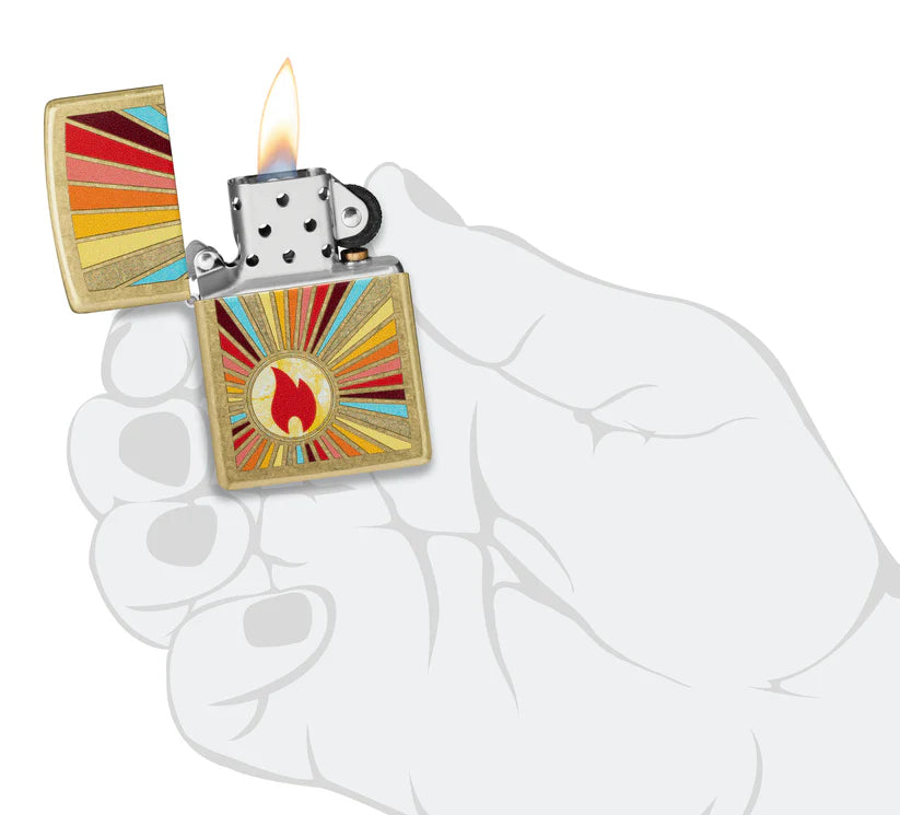 Encendedor Zippo Dorado Street Llama Resplandeciente 46957