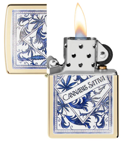 Encendedor Zippo Dorado Cannabis Sativa 47153