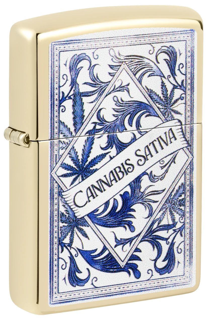 Encendedor Zippo Dorado Cannabis Sativa 47153