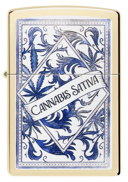 Encendedor Zippo Dorado Cannabis Sativa 47153
