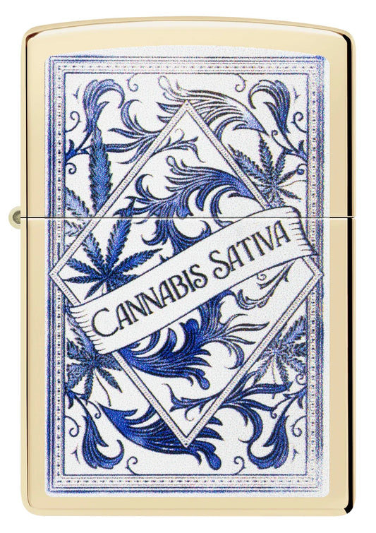 Encendedor Zippo Dorado Cannabis Sativa 47153