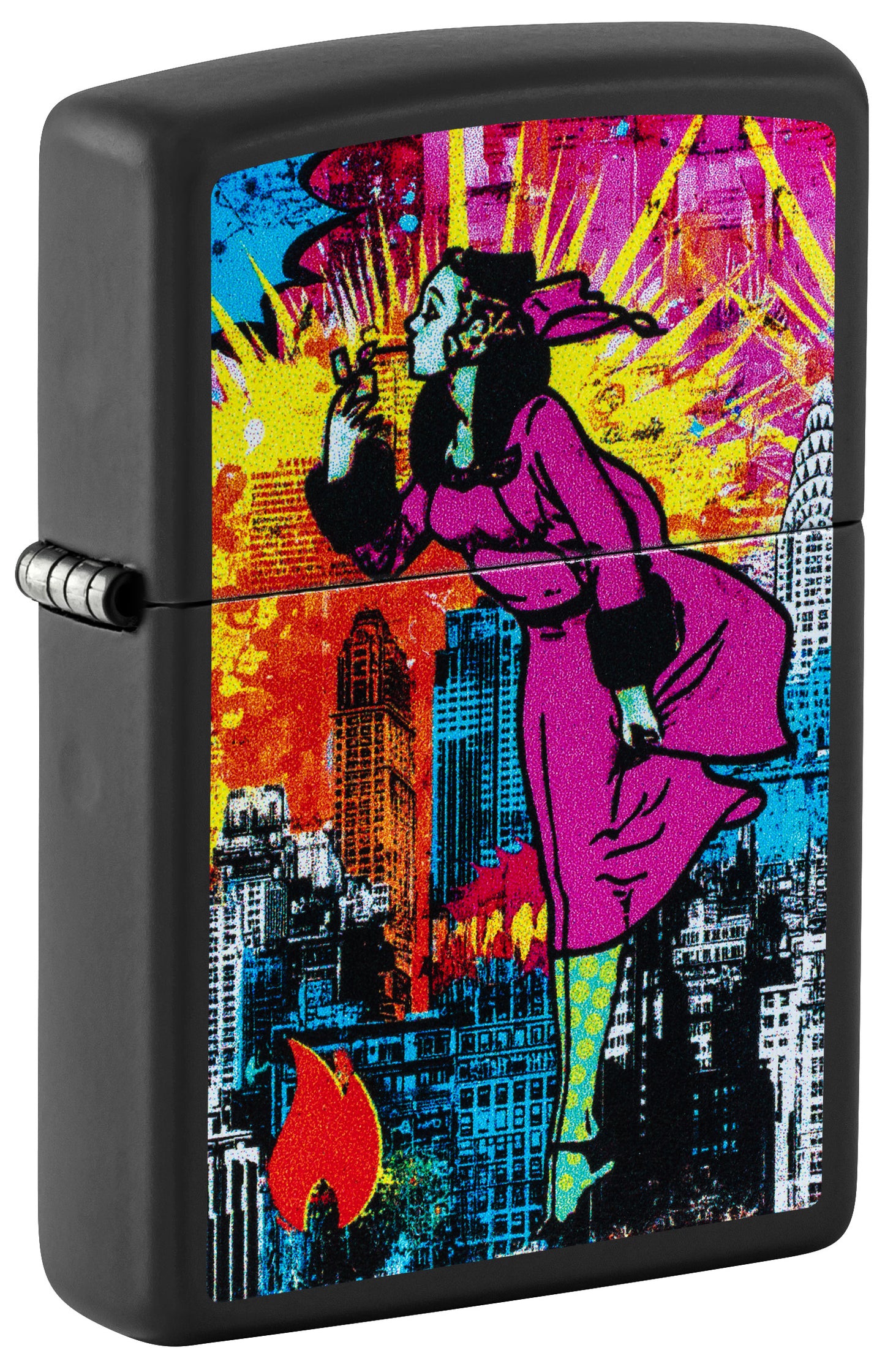 Encendedor Zippo Negro Mate Dama Ciudad 47497