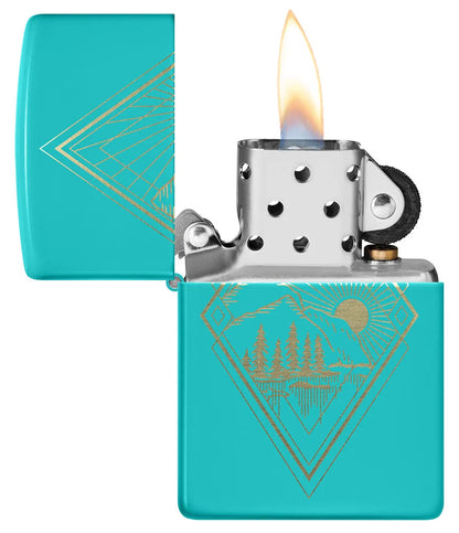 Encendedor Zippo Azul Turquesa Paisaje 48473