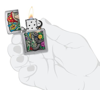 Encendedor Zippo Cromado Hongo Flores 48635