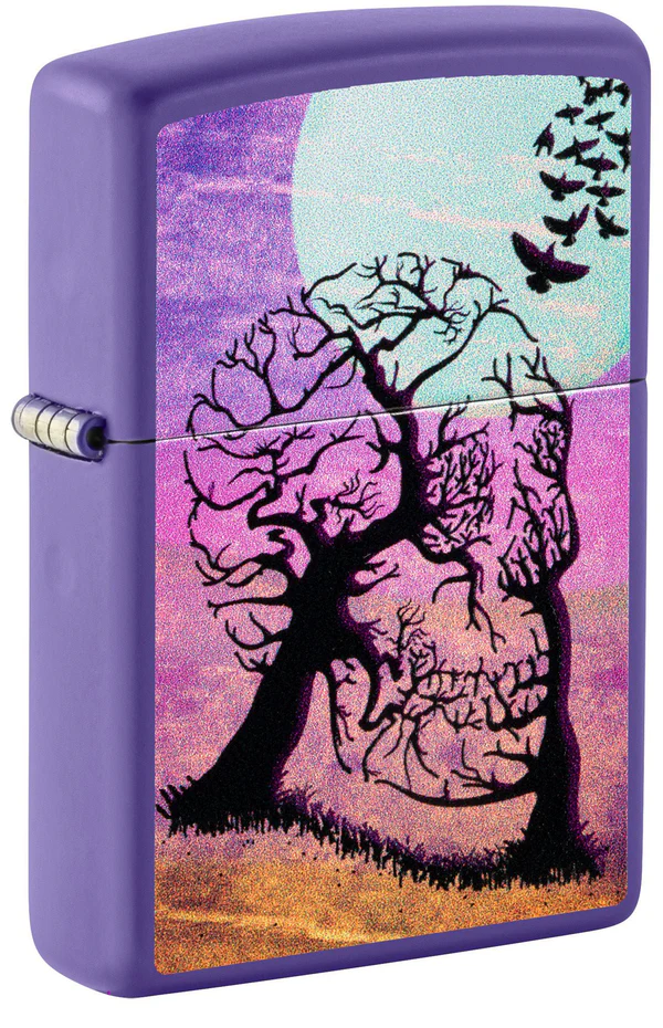 Encendedor Zippo Purpura Árbol Calavera Cod 48638