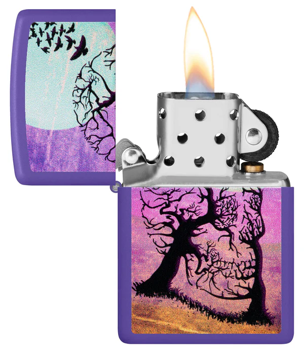 Encendedor Zippo Purpura Árbol Calavera Cod 48638