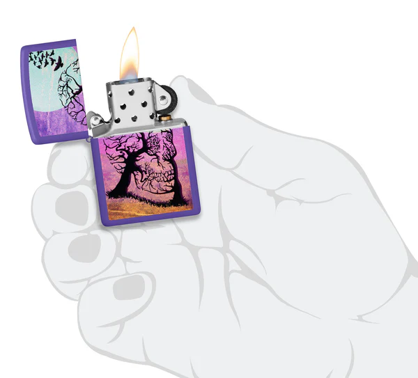 Encendedor Zippo Purpura Árbol Calavera Cod 48638