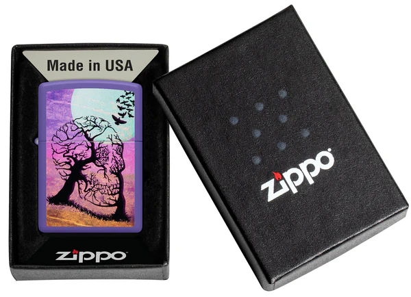 Encendedor Zippo Purpura Árbol Calavera Cod 48638