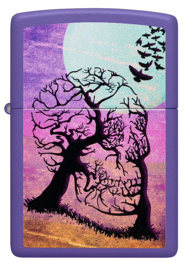Encendedor Zippo Purpura Árbol Calavera Cod 48638