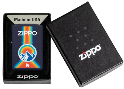 Encendedor Zippo Azul Mate Montaña Sol 48639