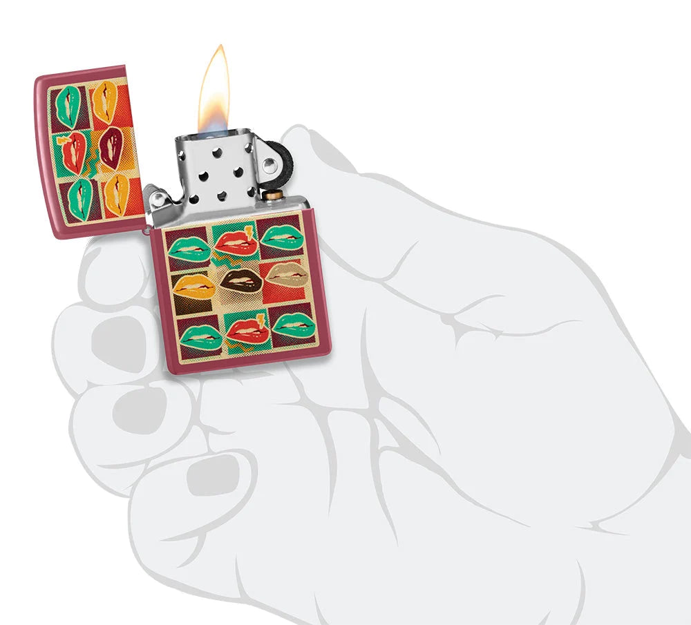 Encendedor Zippo Vino Tinto Labios Arte Pop 48653
