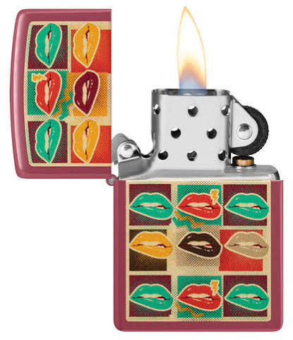 Encendedor Zippo Vino Tinto Labios Arte Pop 48653