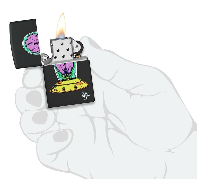 Encendedor Zippo Negro Mate Extraterrestre 48683