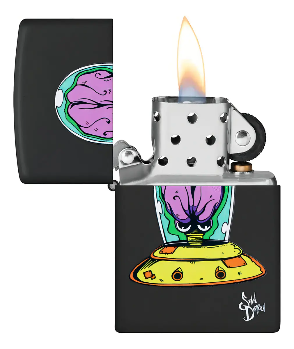 Encendedor Zippo Negro Mate Extraterrestre 48683