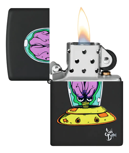Encendedor Zippo Negro Mate Extraterrestre 48683