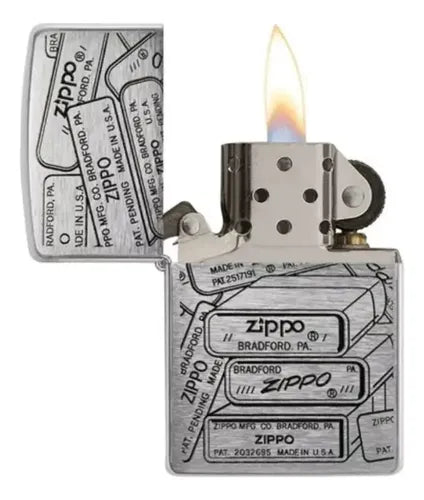 Encendedor Zippo Plateado Bases Logos 48713