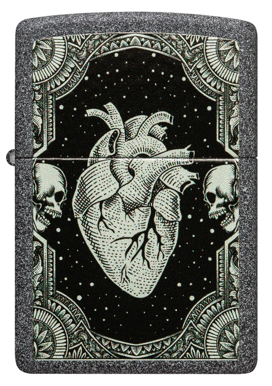 Encendedor Zippo Gris Piedra Corazón Cod 48720