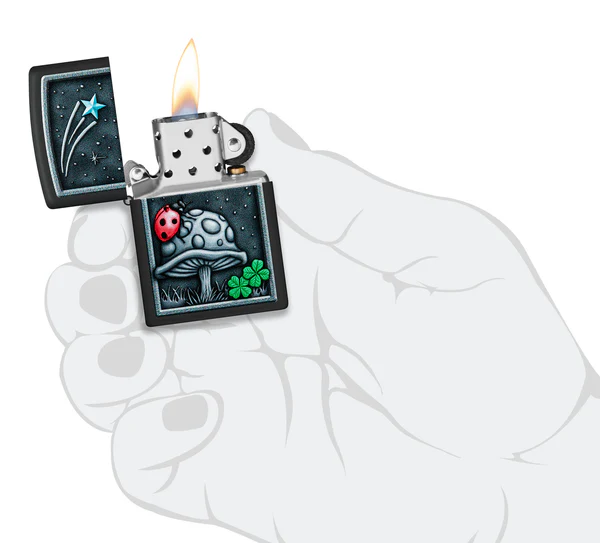 Encendedor Zippo Negro Mate Mariquita Cod 48724